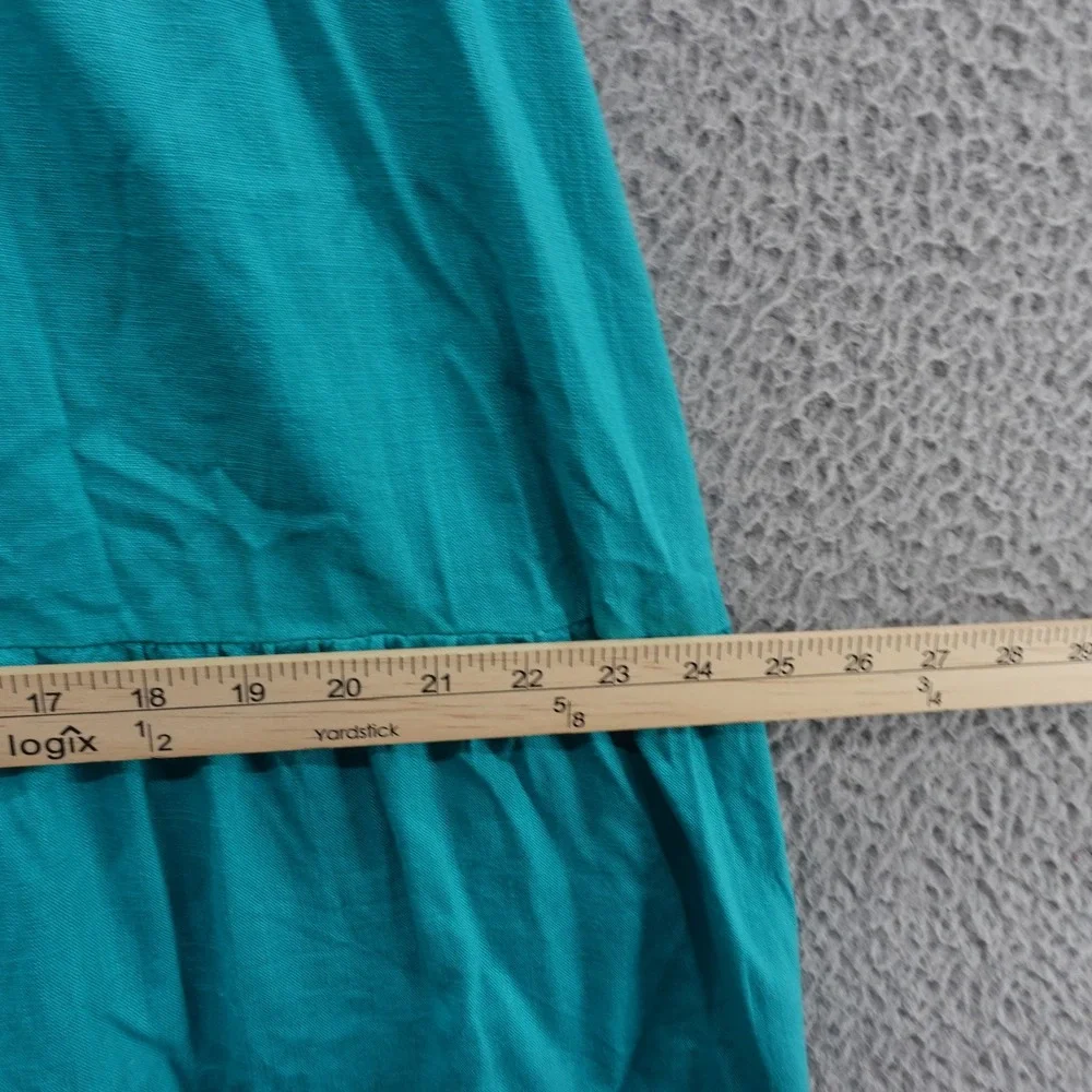 Umgee USA Tiered Midi‎ Dress Small Teal Linen Blend Sleeveless Ruffle Trim